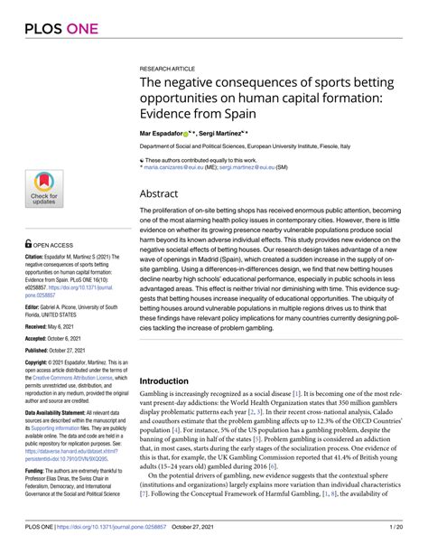 The negative consequences of sports betting opportunities on .